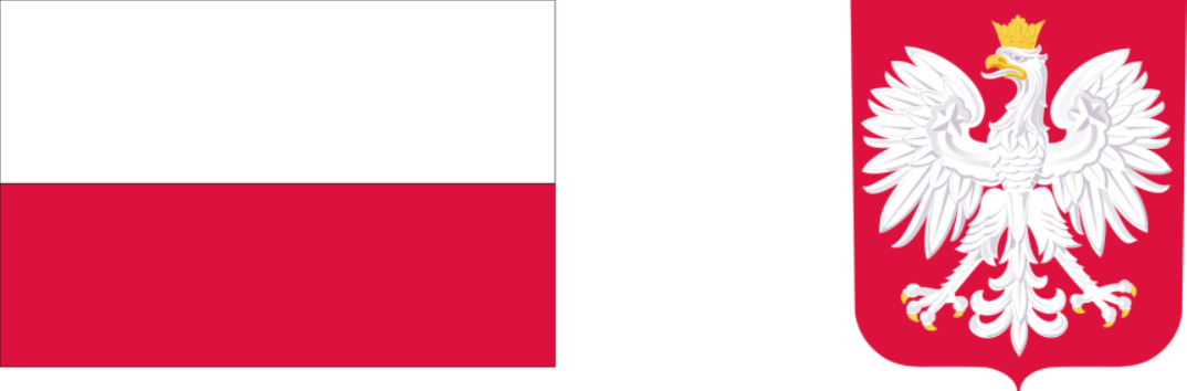 Flaga i godło polski obok siebie